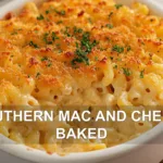 SOUTHERN MAC AND CHEESE BAKED centered hero view, clean and uncluttered