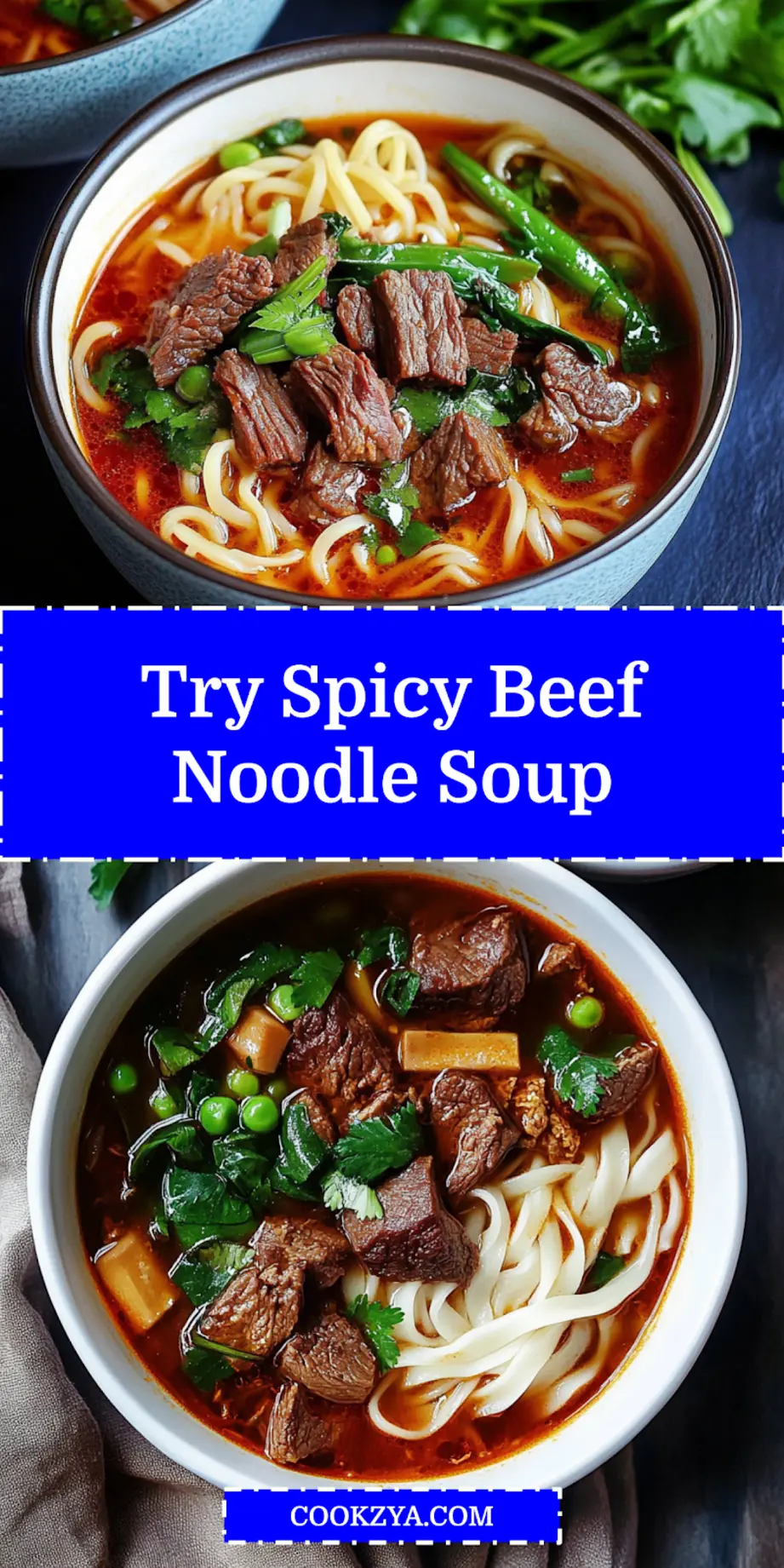 Spicy beef noodle soup served in a bowl for a cozy meal