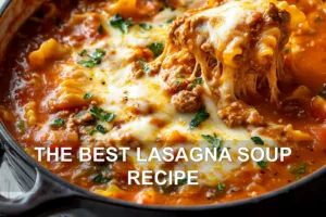 THE BEST LASAGNA SOUP RECIPE centered hero view, clean and uncluttered