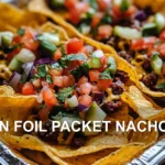TIN FOIL PACKET NACHOS centered hero view, clean and uncluttered