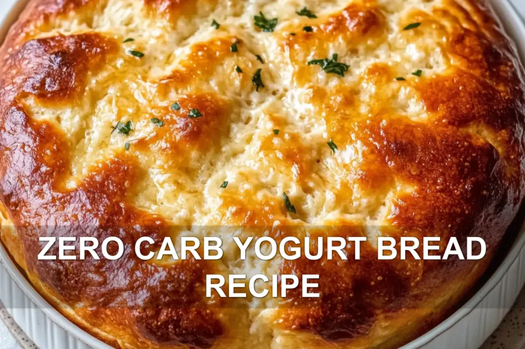 ZERO CARB YOGURT BREAD RECIPE centered hero view, clean and uncluttered