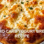 ZERO CARB YOGURT BREAD RECIPE centered hero view, clean and uncluttered