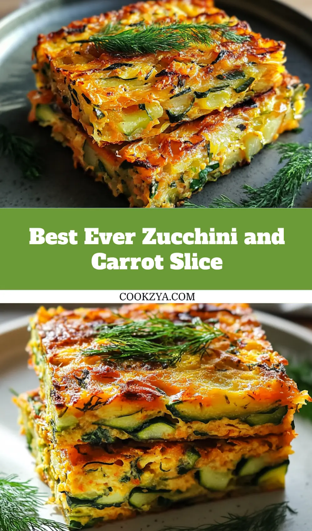 Finished zucchini and carrot slice on a clean plate