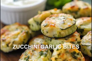 ZUCCHINI GARLIC BITES centered hero view, clean and uncluttered