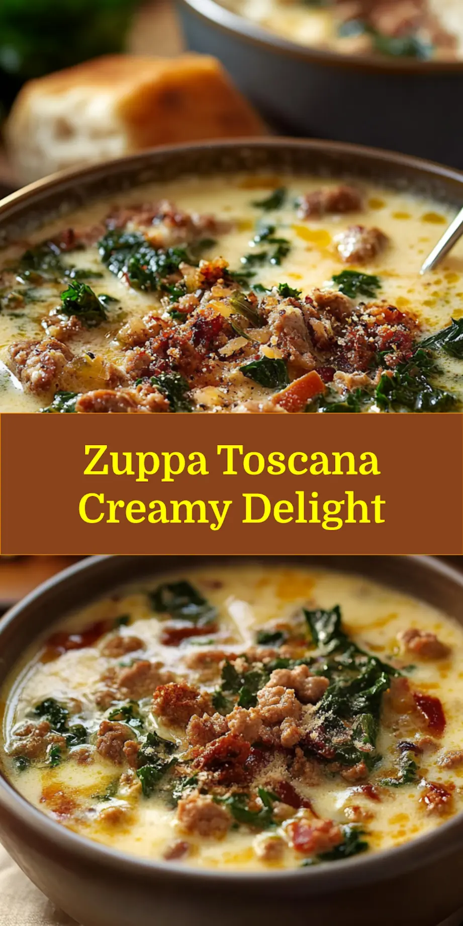 Creamy Zuppa Toscana Quick Best Recipe 7 Delicious bowl of Zuppa Toscana Potato Soup with a slice of crusty bread