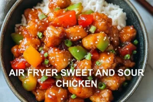 AIR FRYER SWEET AND SOUR CHICKEN centered hero view, clean and uncluttered