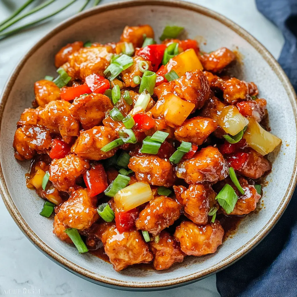 Air Fryer Sweet and Sour Chicken Recipe Easy and Delicious 6 AIR FRYER SWEET AND SOUR CHICKEN centered hero view, clean and uncluttered