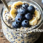 BLUEBERRY CHIA OVERNIGHT OATS centered hero view, clean and uncluttered