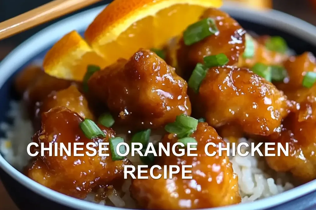 CHINESE ORANGE CHICKEN RECIPE centered hero view, clean and uncluttered
