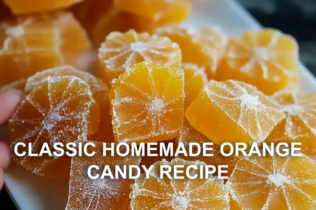 CLASSIC HOMEMADE ORANGE CANDY RECIPE centered hero view, clean and uncluttered