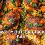 COWBOY BUTTER CHICKEN BAKE centered hero view, clean and uncluttered