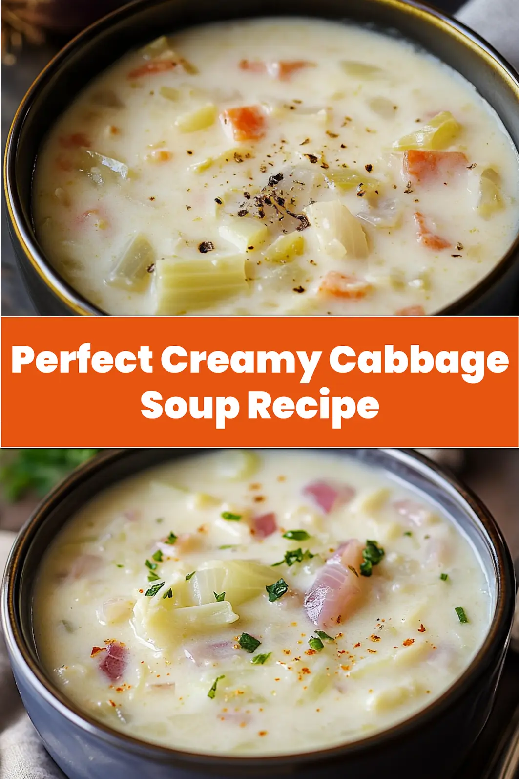 Creamy Cabbage Soup served in a bowl, garnished with parsley