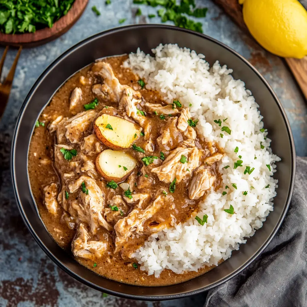 Crockpot Mississippi Chicken Recipe Easy and Delicious 6 CROCKPOT MISSISSIPPI CHICKEN centered hero view, clean and uncluttered