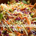 CRUNCHY ASIAN CABBAGE SALAD centered hero view, clean and uncluttered