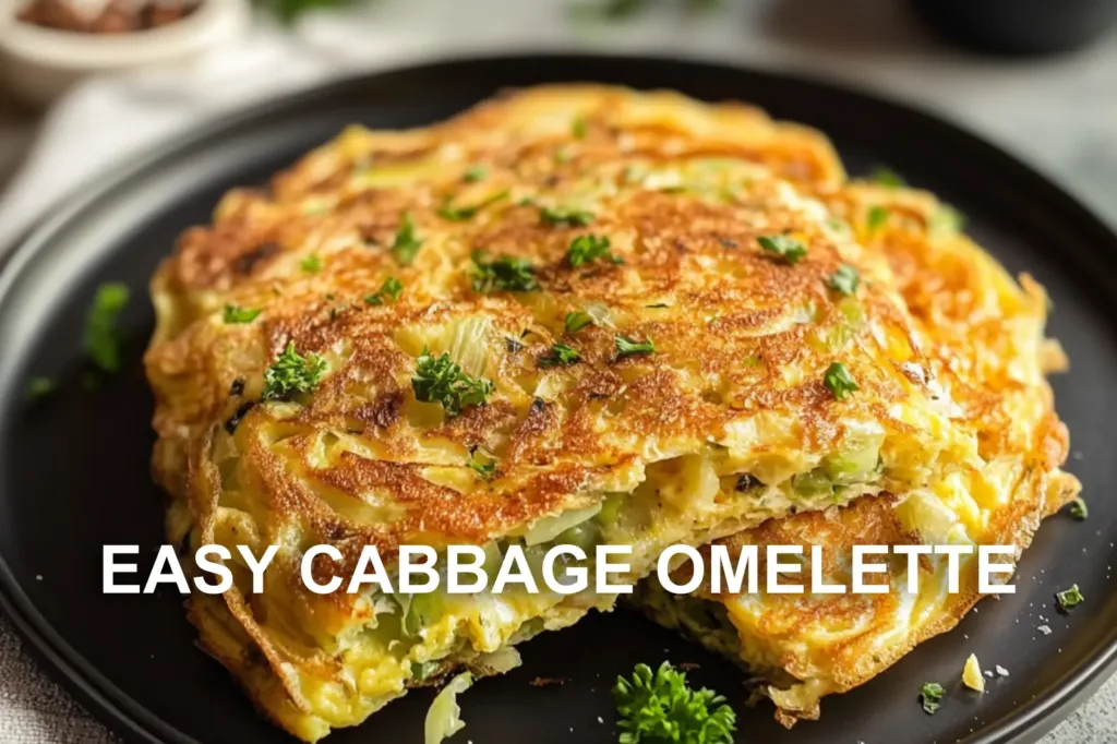 EASY CABBAGE OMELETTE centered hero view, clean and uncluttered
