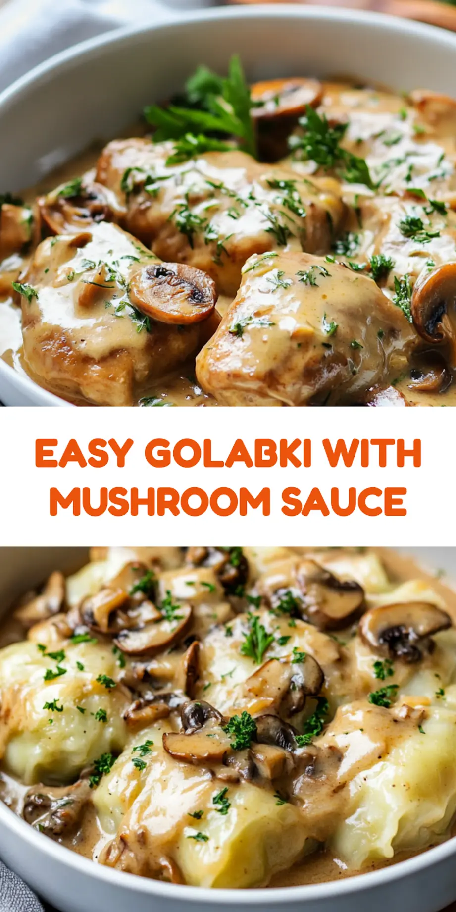 Golabki with Mushroom Sauce Recipe Made Easy and Delicious 7 Golabki with mushroom sauce recipe pin image, cabbage rolls in rich sauce