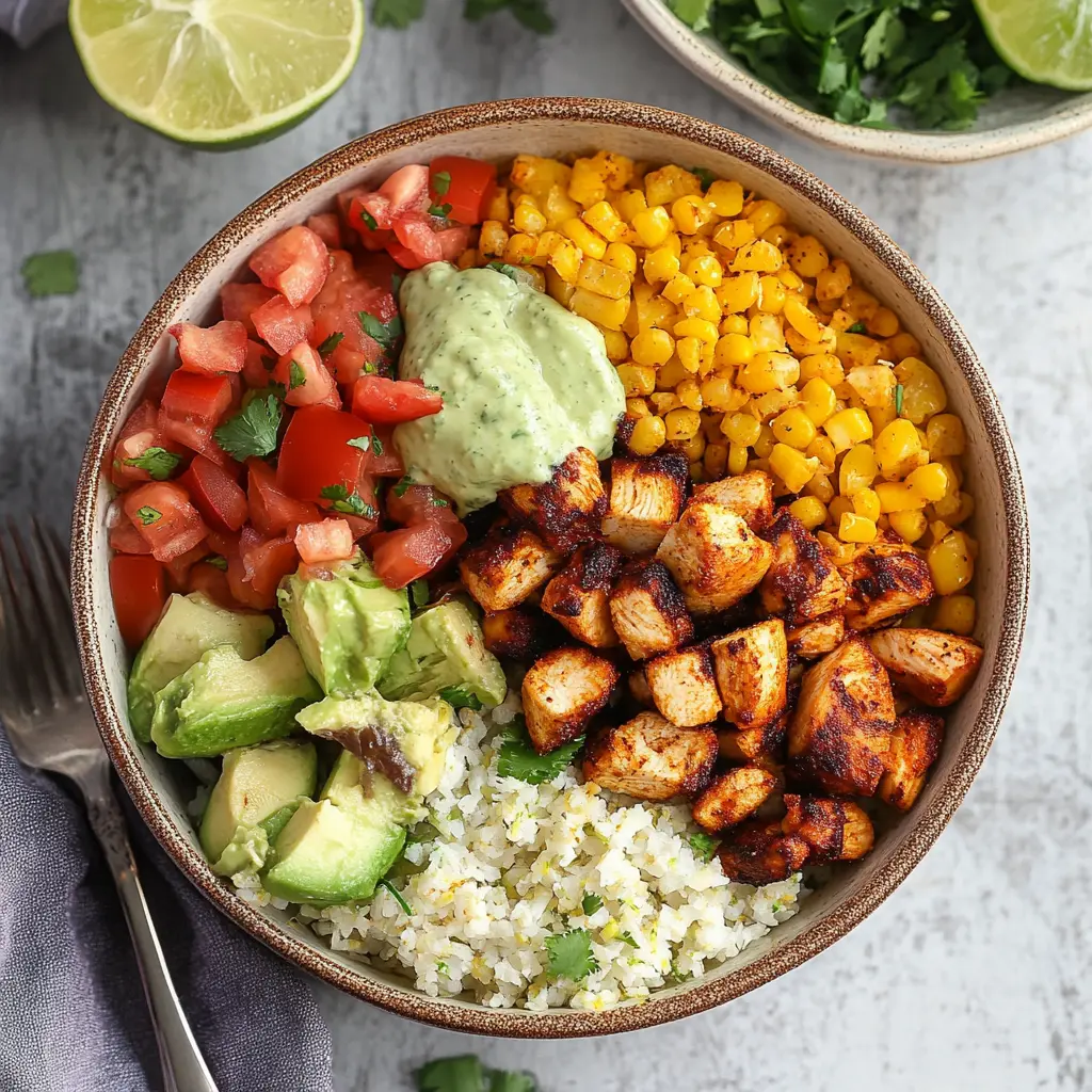 Healthy Chicken Burrito Bowls Recipe Easy Fresh Delicious 6 Healthy chicken burrito bowl with seasoned chicken, cilantro-lime rice, black beans, corn, and fresh vegetables
