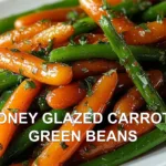 HONEY GLAZED CARROTS GREEN BEANS centered hero view, clean and uncluttered