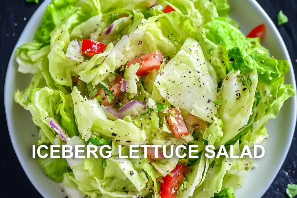 ICEBERG LETTUCE SALAD centered hero view, clean and uncluttered