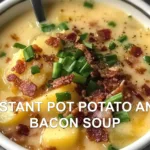 INSTANT POT POTATO AND BACON SOUP centered hero view, clean and uncluttered