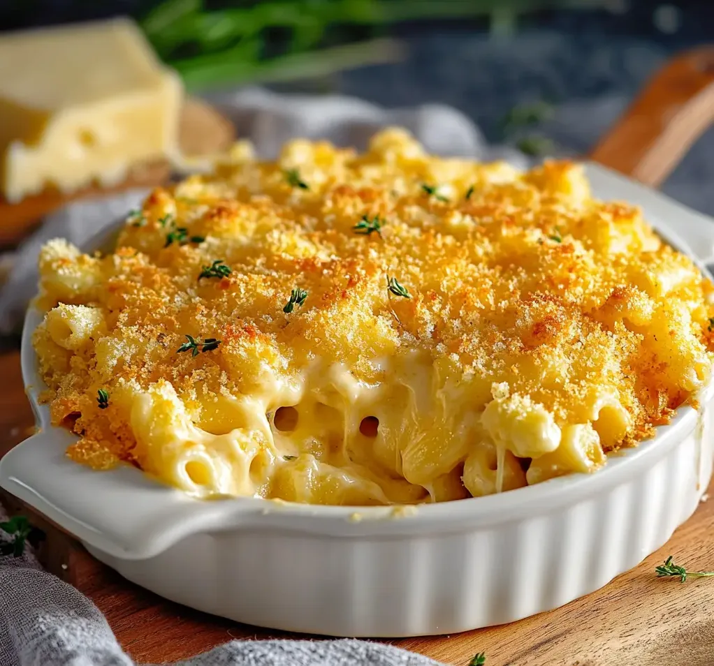 BAKED MAC AND CHEESE hero view, clean and uncluttered