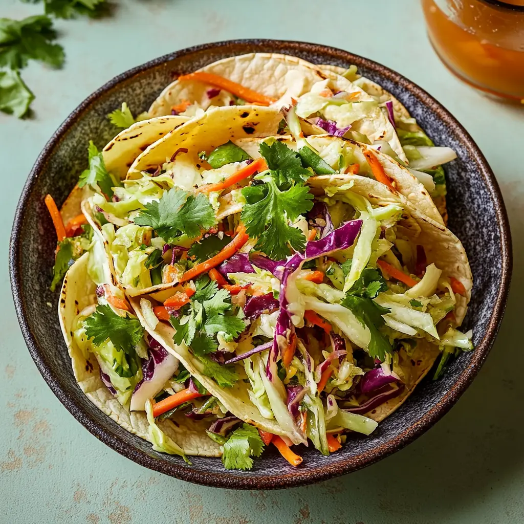 CRUNCHY CABBAGE SLAW FOR TACOS centered hero view, clean and uncluttered
