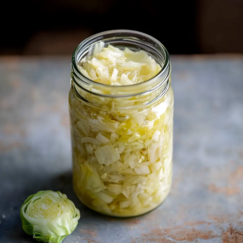 Ingredients for easy fermented cabbage in a jar, clean and uncluttered