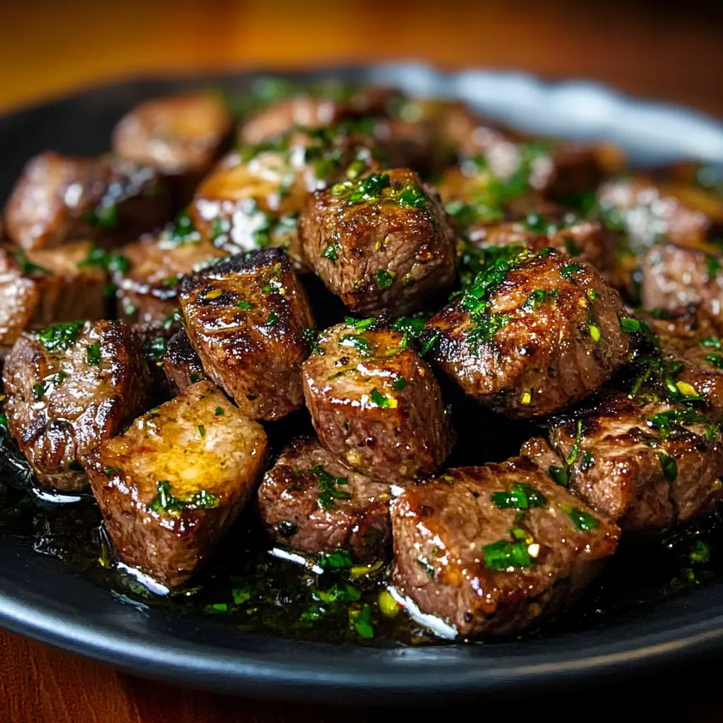 Garlic Butter Steak Bites: The Best Quick Dinner 6 GARLIC BUTTER STEAK BITES centered hero view, clean and uncluttered