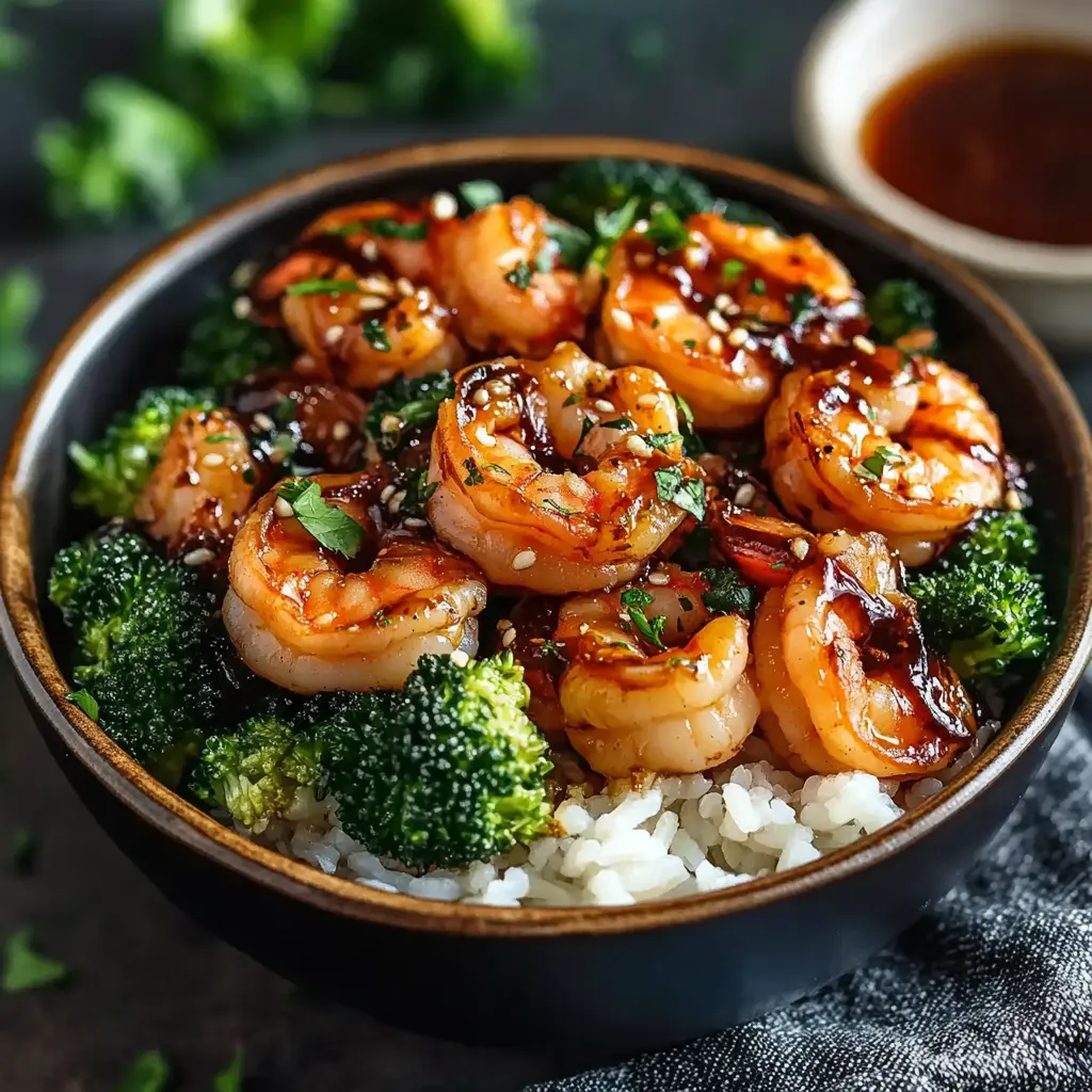 Honey Garlic Shrimp Bowls ingredients laid out cleanly and clearly