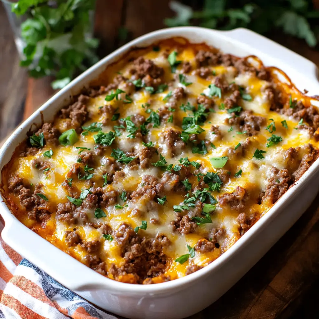 Best Keto Ground Beef Casserole You Need to Try Now 6 KETO GROUND BEEF CASSEROLE centered hero view, clean and uncluttered