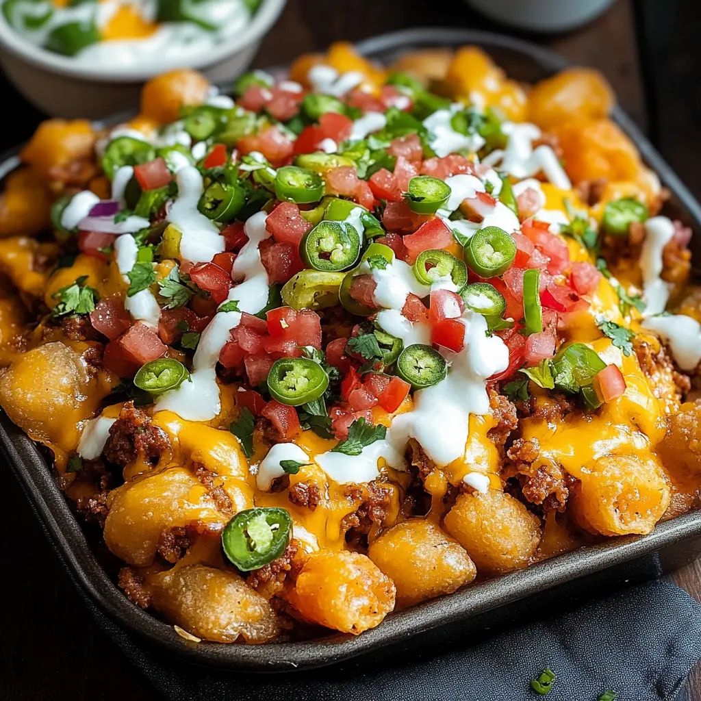 Ingredients for Loaded Tater Tot Nachos neatly arranged