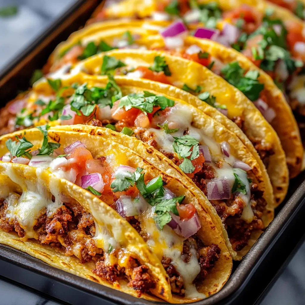 Ingredients for oven-baked cheesy tacos neatly arranged