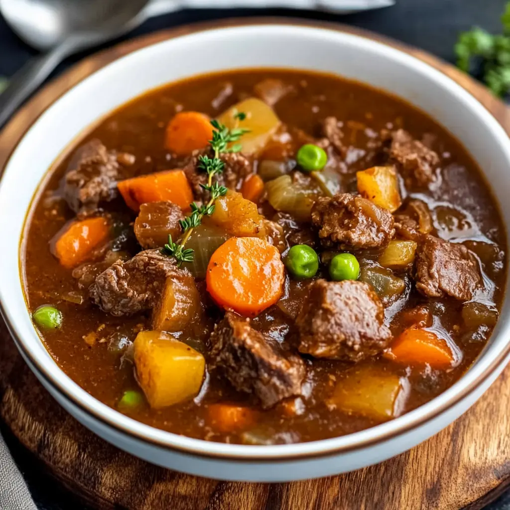 Ingredients for slow cooker beef stew laid out neatly