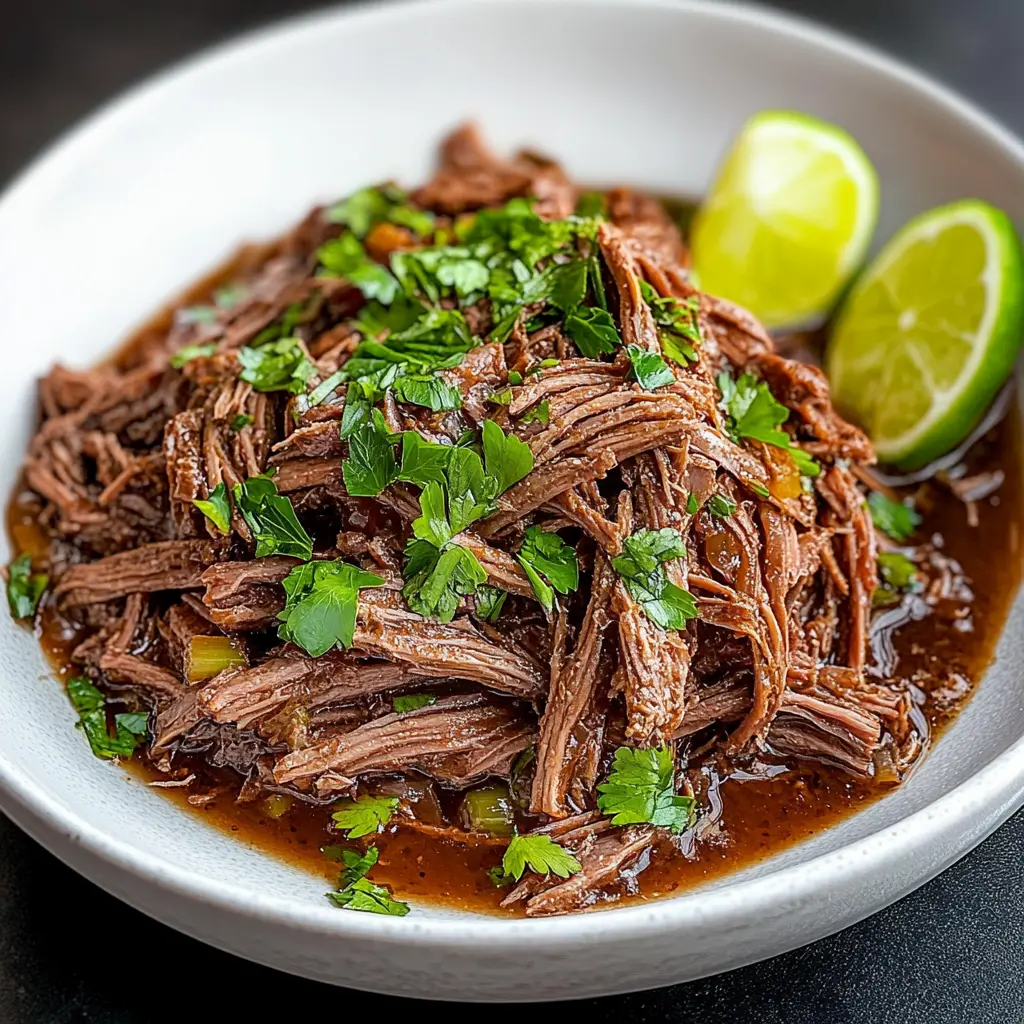 How to Make Slow Cooker Shredded Beef Perfectly 6 Slow cooker shredded beef ingredients laid out, clean and uncluttered
