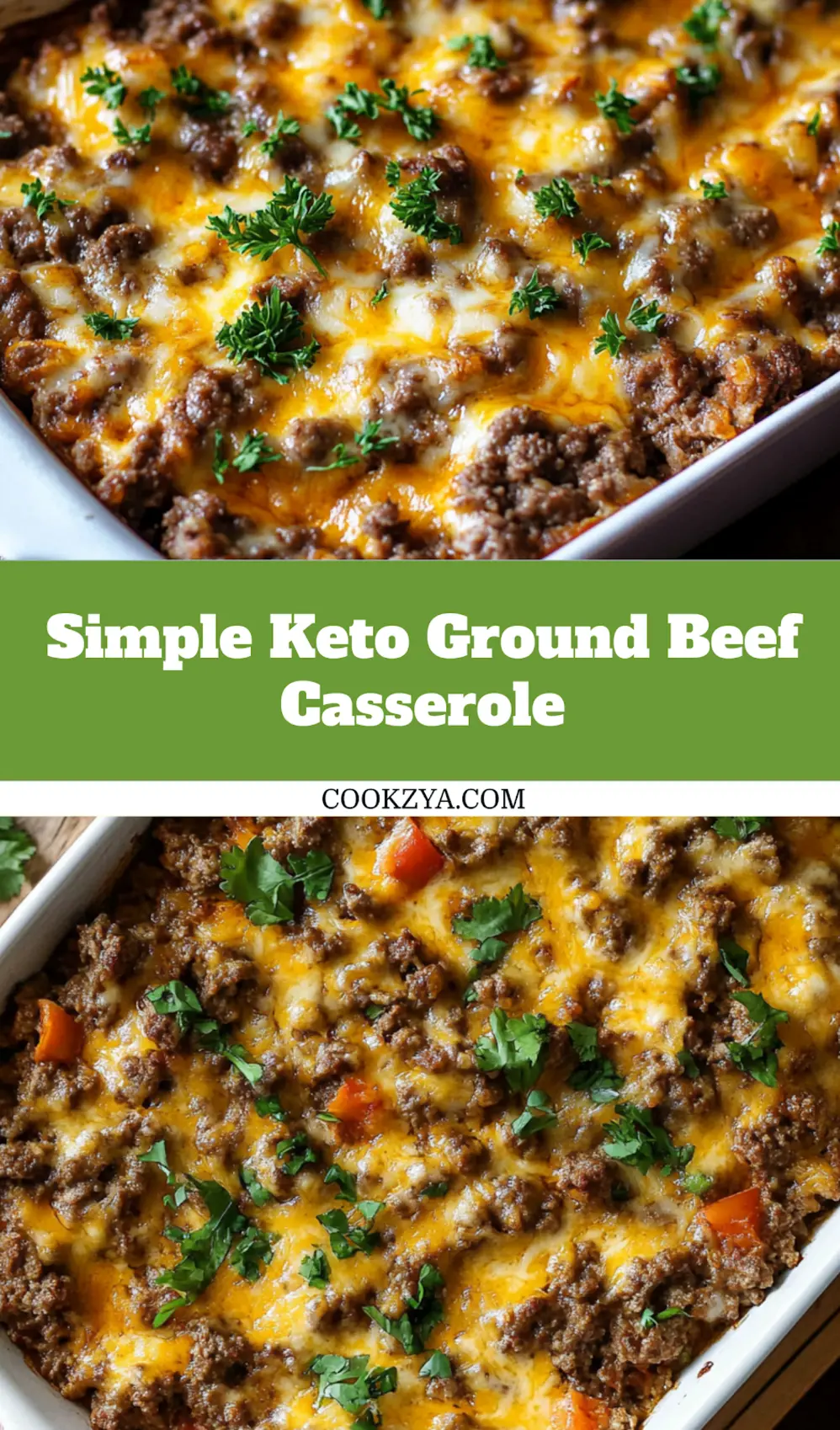Best Keto Ground Beef Casserole You Need to Try Now 7 KETO GROUND BEEF CASSEROLE centered hero view, clean and uncluttered pin