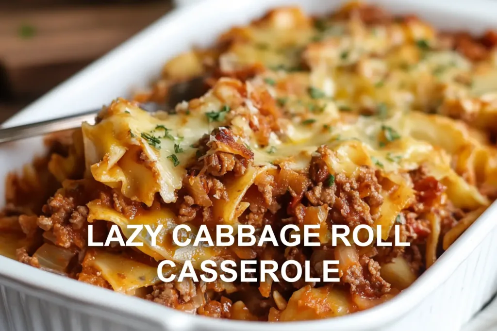 LAZY CABBAGE ROLL CASSEROLE centered hero view, clean and uncluttered
