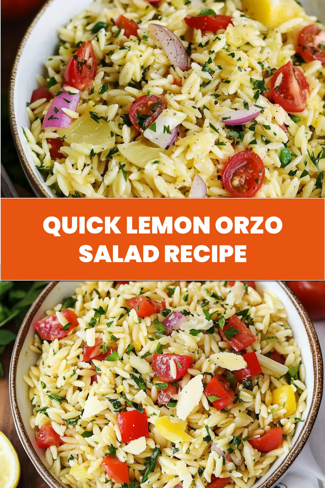 LEMON ORZO SALAD centered hero view, clean and uncluttered