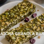 MATCHA GRANOLA BARS centered hero view, clean and uncluttered