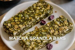 MATCHA GRANOLA BARS centered hero view, clean and uncluttered