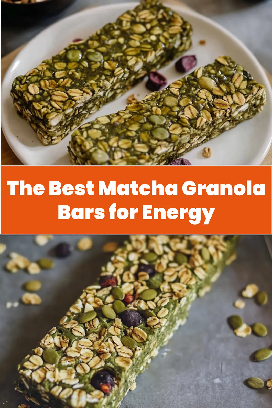 MATCHA GRANOLA BARS centered hero view, clean and uncluttered_pin