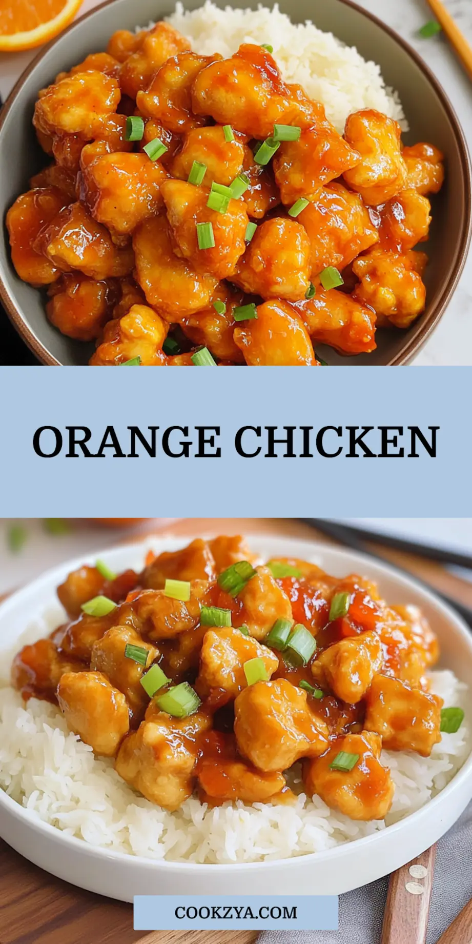 Orange Chicken Recipe Easy Better Than Takeout 7 ORANGE CHICKEN centered hero view, clean and uncluttered_pin