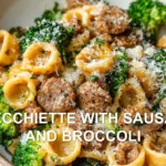 ORECCHIETTE WITH SAUSAGE AND BROCCOLI centered hero view, clean and uncluttered