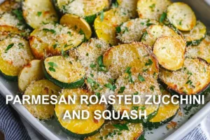 Parmesan Roasted Zucchini and Squash Recipe Easy Perfect PARMESAN ROASTED ZUCCHINI AND SQUASH centered hero view, clean and uncluttered