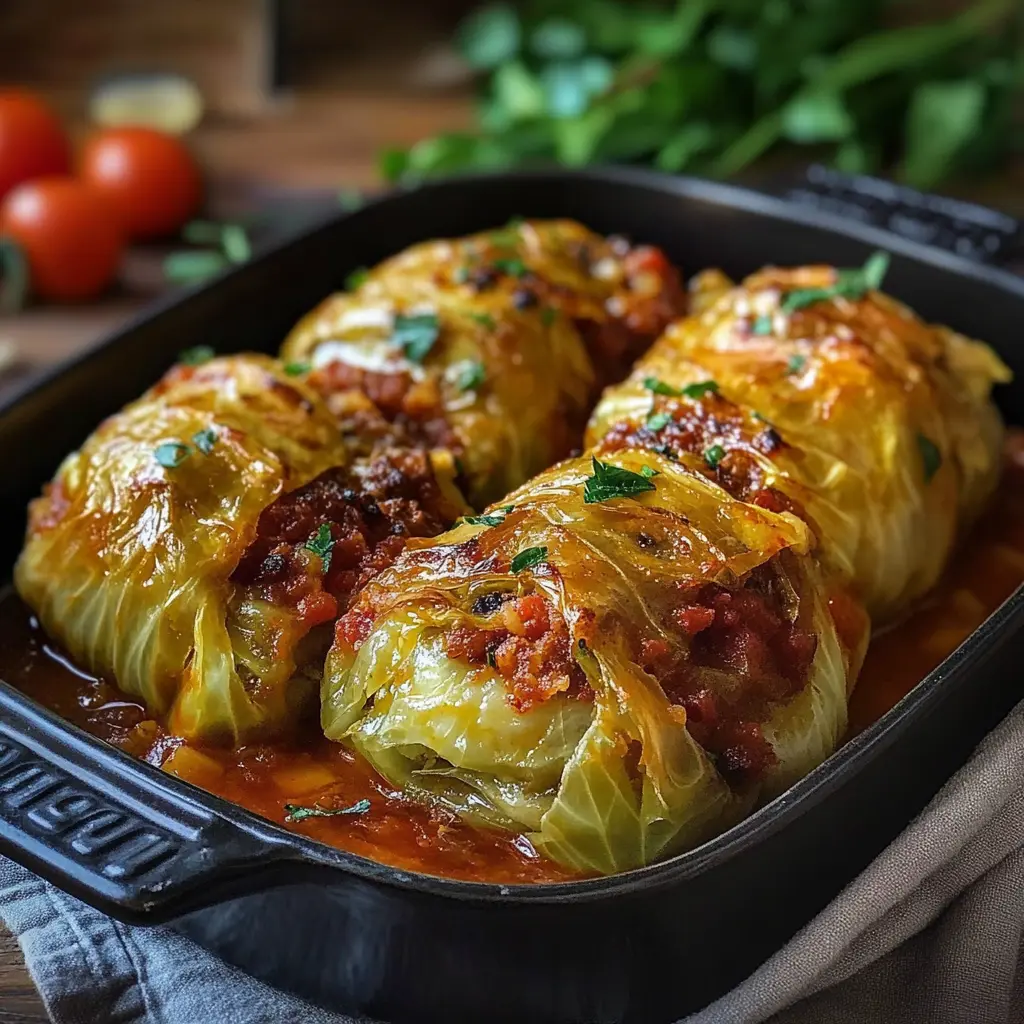 POLISH GOLUMPKI STUFFED CABBAGE centered hero view, clean and uncluttered