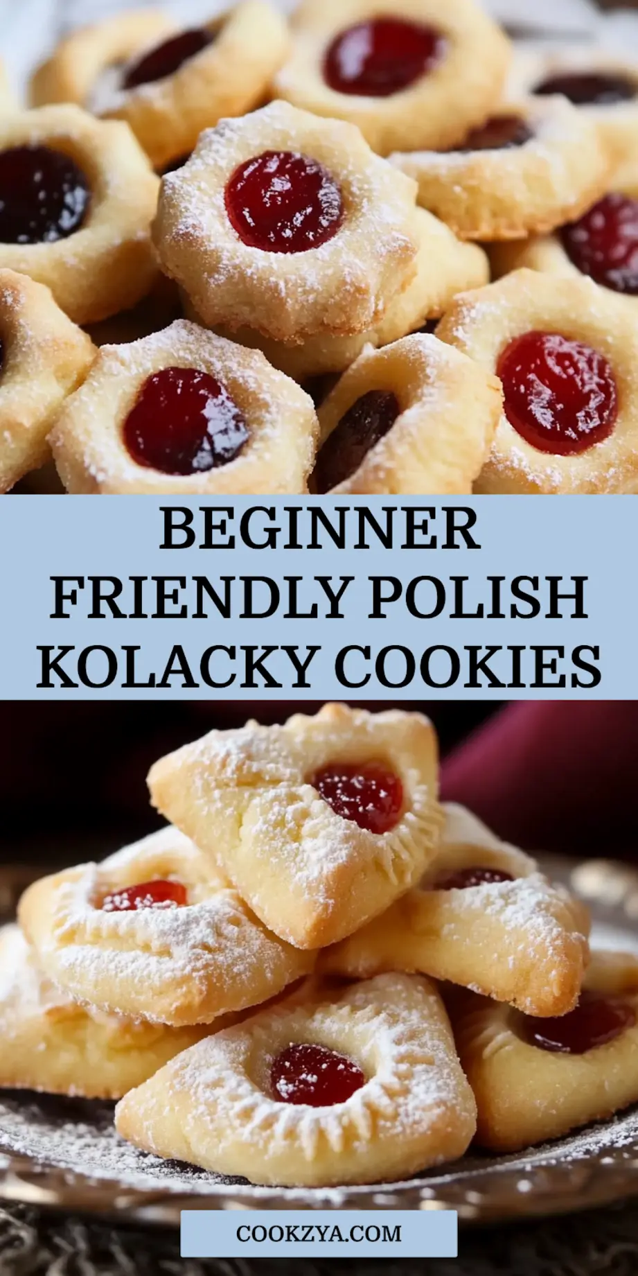 Polish Kolacky Cookies centered hero view, clean and uncluttered