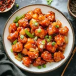 AIR FRYER SWEET AND SOUR CHICKEN centered hero view, clean and uncluttered