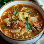 CABBAGE ROLL SOUP centered hero view, clean and uncluttered