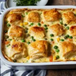 CHICKEN POT PIE CASSEROLE centered hero view, clean and uncluttered