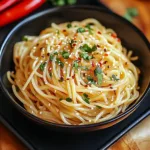 CHILI GARLIC NOODLES centered hero view, clean and uncluttered