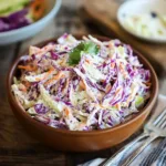 CREAMY GREEK YOGURT COLESLAW centered hero view, clean and uncluttered